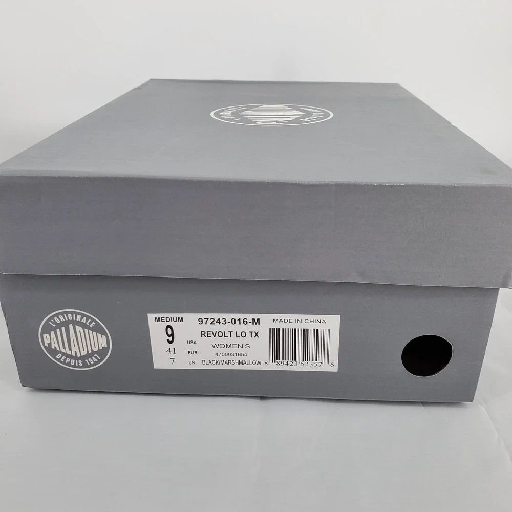 Palladium Womens 9 Revolt Lo TX Black Marshmallow Platform Shoes 97243-016-M New